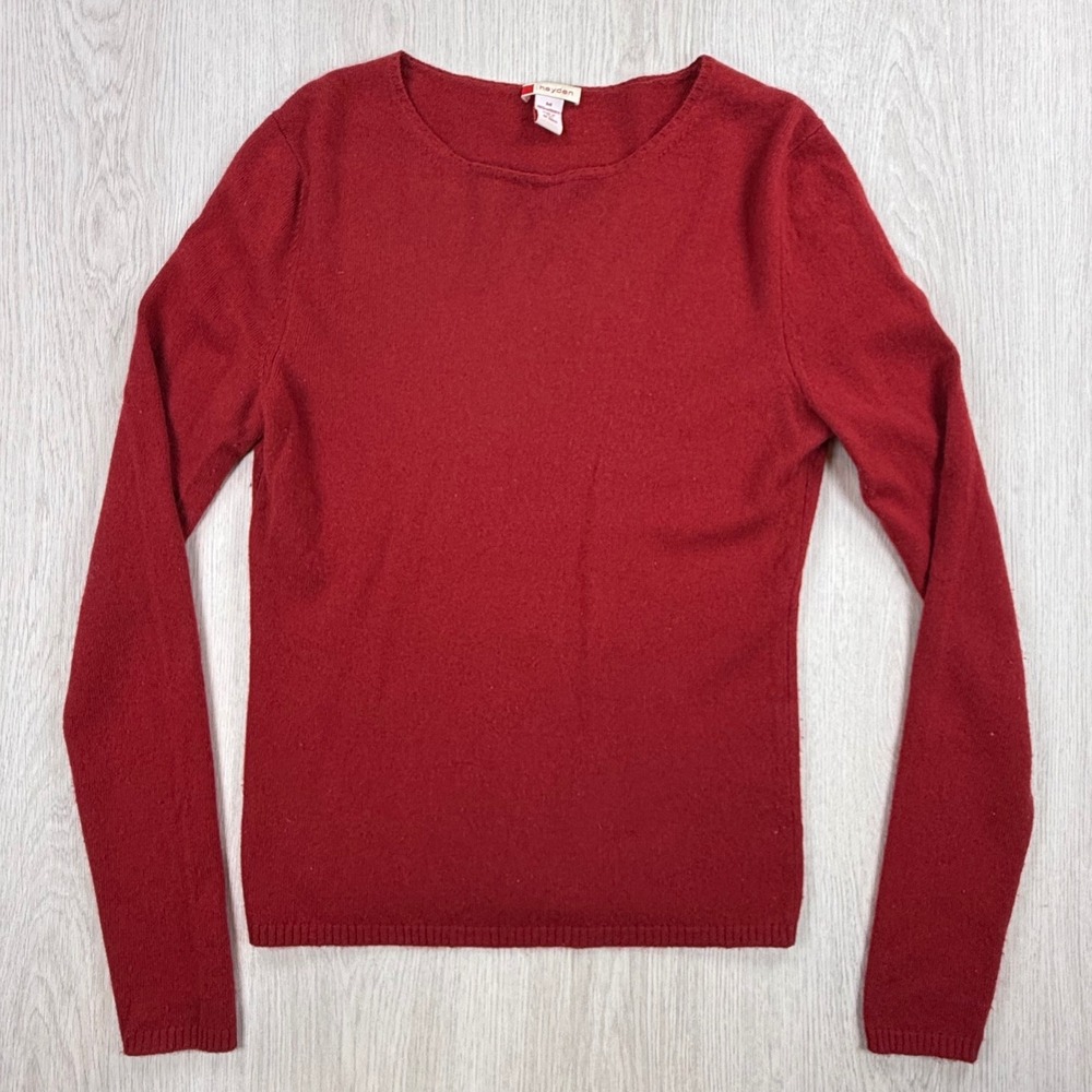 Cashmere Sweater Hayden Womens Medium Red Long Sleeve Crewneck Knit Pullover